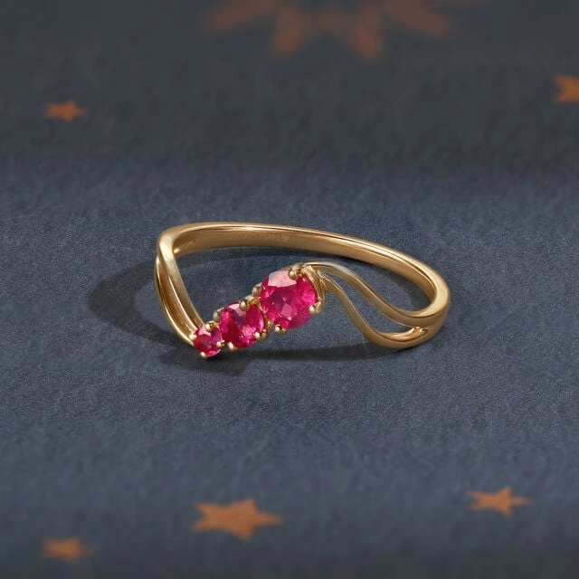 Phases of the Moon Pink Sapphire 14KT Finger Ring