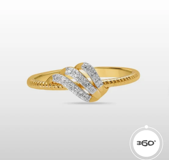 14KT Yellow Gold Triple Swirl Diamond Finger Ring