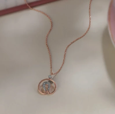 Twirl Charm 14KT Gold & Diamond Pendant with Chain