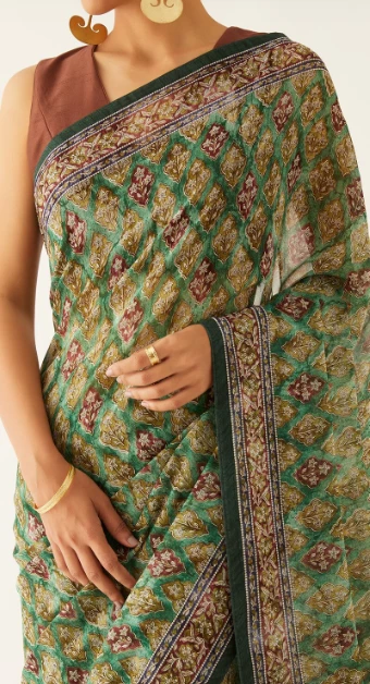 Green Viscose Georgette Digital Printed Saree