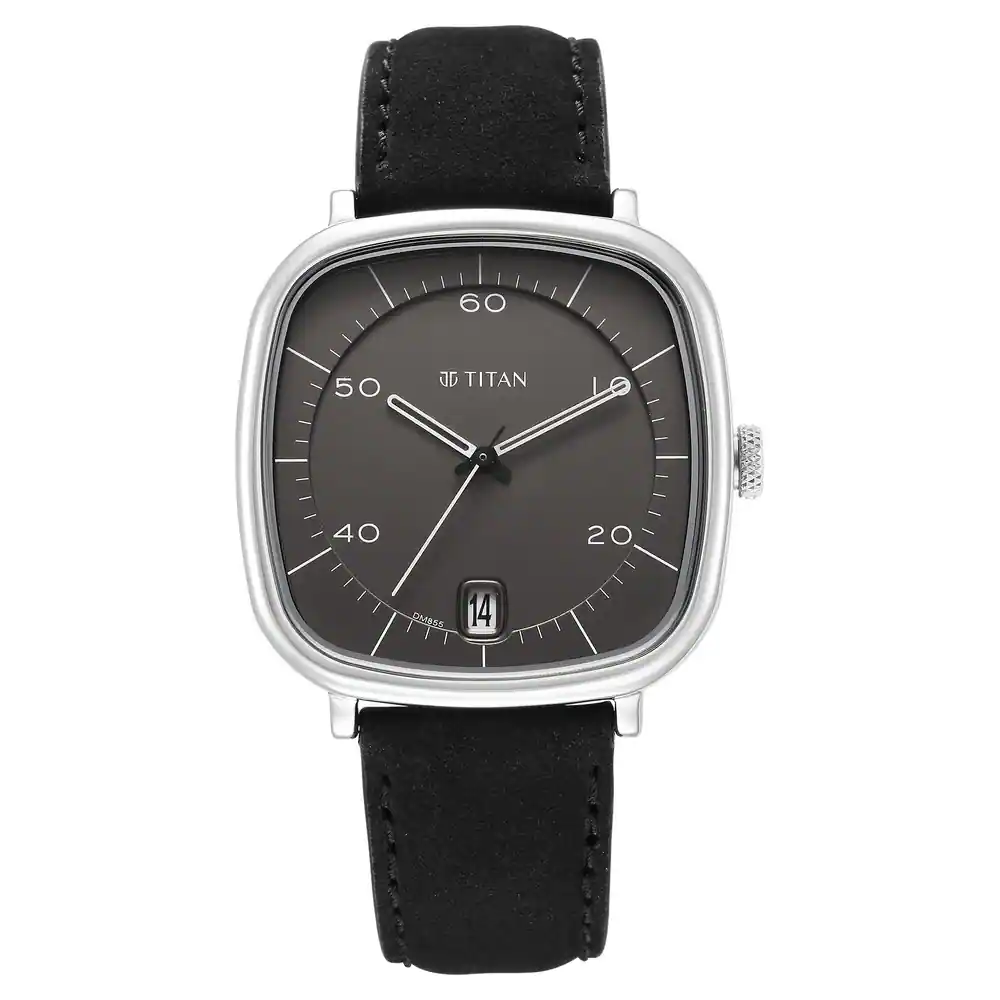 Embrace a classic style with the Titan Neo Curve Quartz Analog Anthracite Dial Brown Leather Strap Watch designed for men.