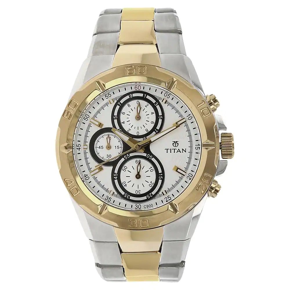 White Dial Multicoloured Metal Strap Watch | TITAN