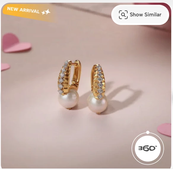 Pearl Forever Diamond & Gold Hoop Earrings