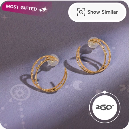 Universe Swirls 14Kt Hoop Earring