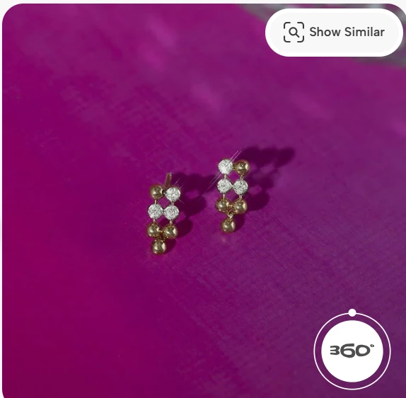 Glam Bubble Gold & Diamond Stud Earrings