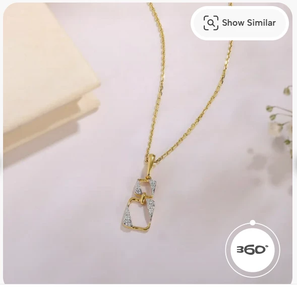 Contemporary Square Gold & Diamond Pendant