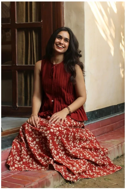 Red Rajasthan Bagru Block Printed Pure Cotton Lehenga