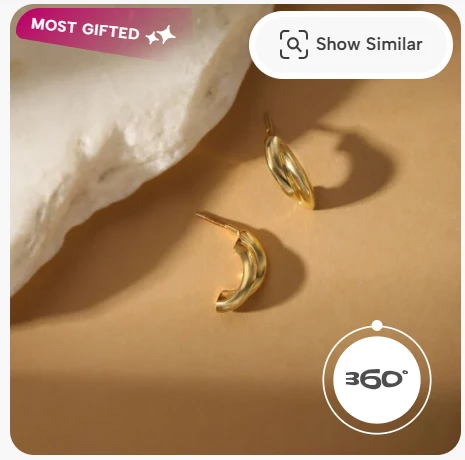 22KT Yellow Gold Sharp Stylish Stud Earrings